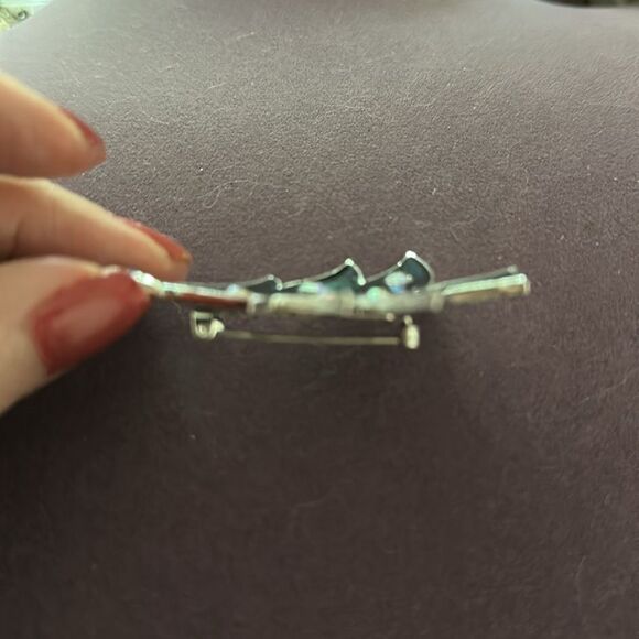 Vtg Tancer II Enamel And AB Rhinestone Christmas Tree Brooch Signed - Picture 4 of 4